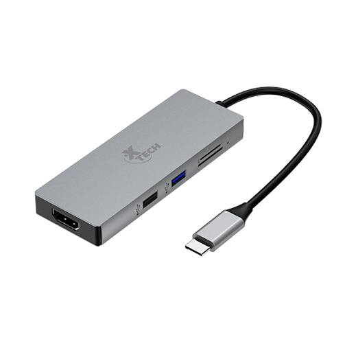 Adaptador multipuerto 5 en 1 Xtech con conexión USB-C, XTC-564