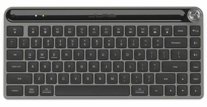 JLab Epic Mini teclado Bluetooth+inalámbrico+USB, negro, 108 teclas, Iluminado, multidispositivo 3, teclas de tacto suave, PC+MAC+Tablet. Bateria hasta 1 año