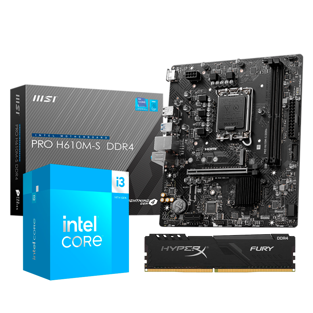 Upgrade Kit Intel i3 14100, UHD Graphics 730,RAM 16GB DDR4, Motherboard H610M