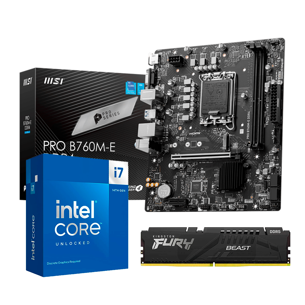 Upgrade Kit Intel i7 14700K, UHD Graphics 770, RAM 16GB DDR5, Motherboart B760M, No Disipador