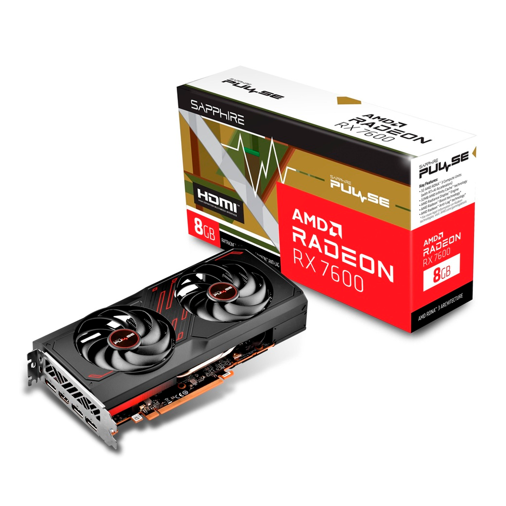 Tarjeta de Video Sapphire PULSE AMD Radeon™ RX 7600 8GB 