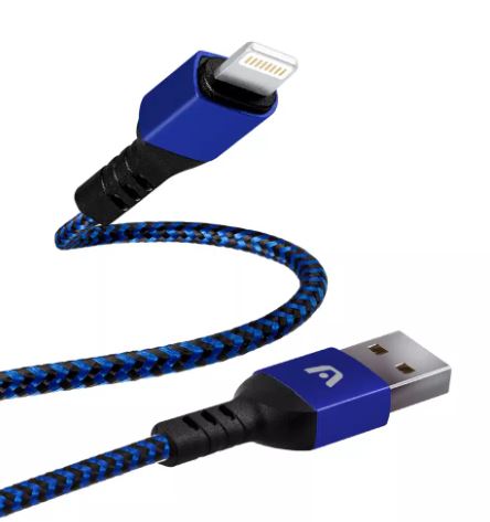 CABLE USB A LIGHTNING AZUL - ARGOM DURA LIGHTNING DE NYLON  1.8M/6FT ACAARG-CB0023BL