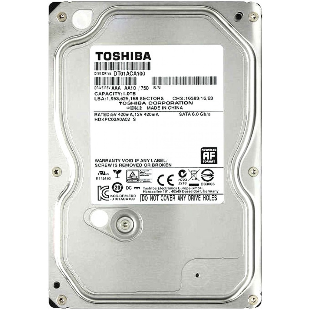 Disco duro HDD 1Tb, TOSHIBA  DT01ACA100,  SATA 6Gb/s, OEM -PULLED RF 