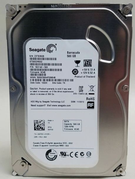 Disco duro HDD 500Gb, SEAGATE BARRACUDA ST500DM002,  SATA 6Gb/s, OEM -PULLED RF 