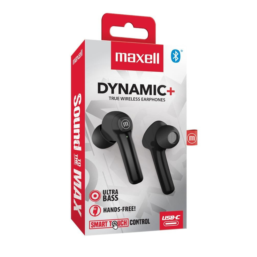 Audifonos Bluetooth Maxell,  DYNAMIC + . EB-BTDY+ BT +True Wireles Stereo Earbuds ULTRABASS, NEGRO, A012906