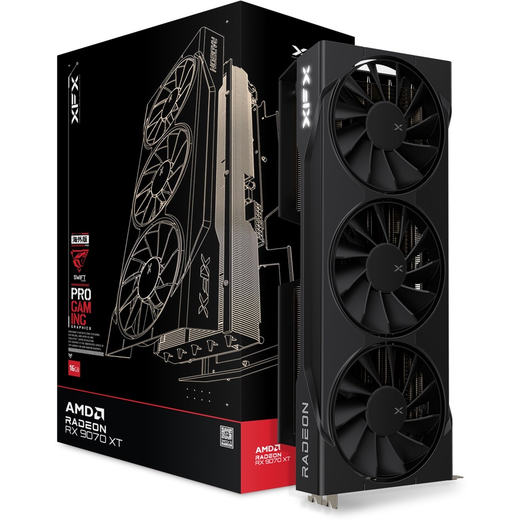 Tarjeta de Video Radeon XFX Swift RX 9070 XT, 16GB GDDR6, Black, Triple Fan Gaming RX-97TSWF3B9