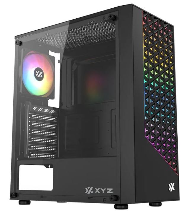 Case XYZ Portal 200 Negro - XYZ-SA-829, 1 Ventilador ARGB 120mm Trasero, ATX/M-ATX/Mini-ITX, soporta radiadores 240mm, medidas: 185 x 424 x 375 mm