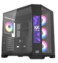 Case XYZ Neutron Negro - XYZ-SA-838 Mid Tower Dual Chamber,pantalla LCD 8.8",  4 ventiladores AURAX A-RGB PWM, soporta: ATX / Micro-ATX / Mini-ITX, ARGB y PWM, con MB Sync