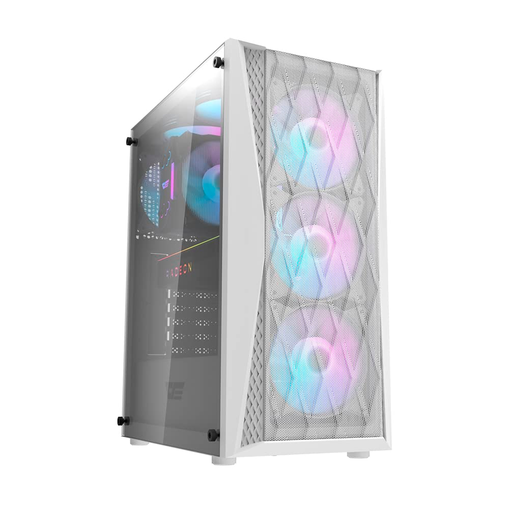Case DarkFlash DK352 - 4 x Fan ARGB - Blanco, Malla metalica