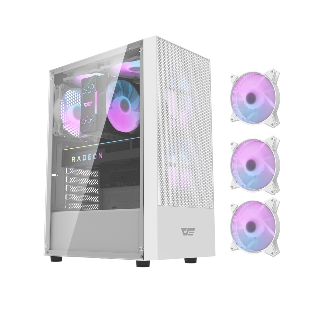 Case Darkflash A290 Tempered Glass MidTower - 3x Fan ARGB  ATX, M-ATX, ITX - Blanco