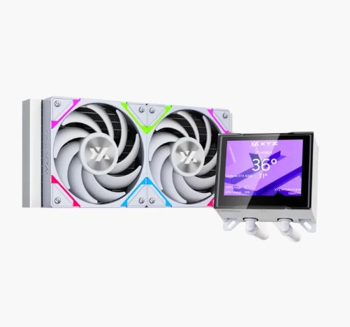 Enfriamiento liquido XYZ HydroView 240mm BLANCO - XYZ-ventiladores 2500rpm,  Pantalla LCD 3.5",  ventiladores PWM Vortex PRO - X-WC-HYDROVIEW-240W/XYZ-SA-856