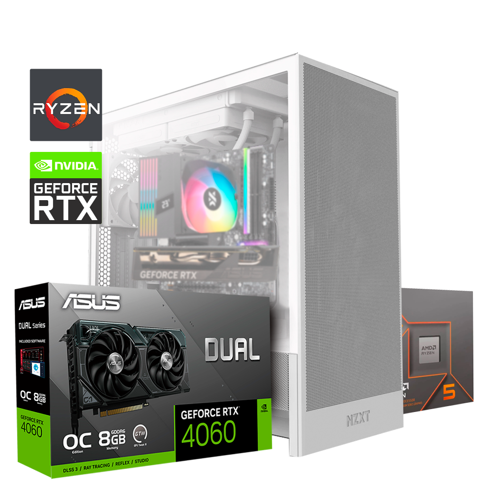 PC Gaming Flow, Ryzen 5 8600G + Thermax 4 Pulsar ARGB, 32GB RAM DDR5, SSD M.2 512GB, RTX 4060 8GB, B650M, PSU 650W 80+ Bronce, H5 Flow Case