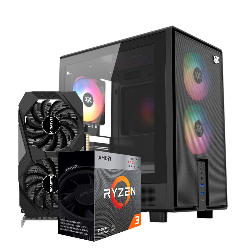 PC Atom Ryzen 5 5500, RTX 3050 6GB, RAM 32GB DDR4, SSD 256GB, PSU 550W 80+