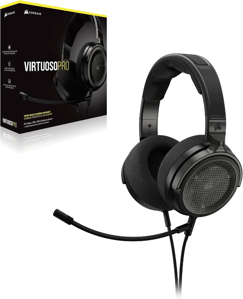  Headset Corsair Virtuoso Pro, aluminio, 3.5mm, Open headset, CUE,   - CA-9011370-NA - COLOR NEGRO
