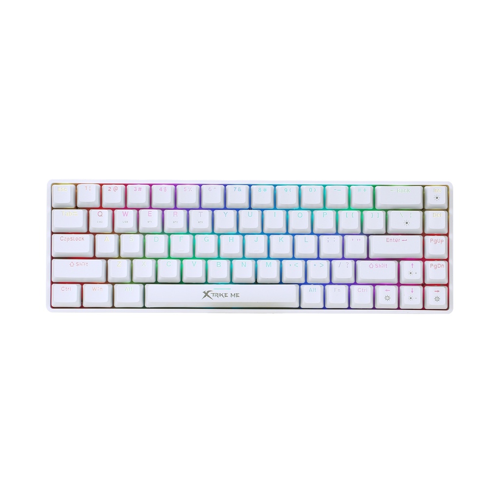 XTRIKE ME GK-994W WH Teclado Inalambrico, mecanico, Red Switches, RGB Backlighting, Tri-Mode Connectivity (Wired, 2.4G, Bluetooth), 