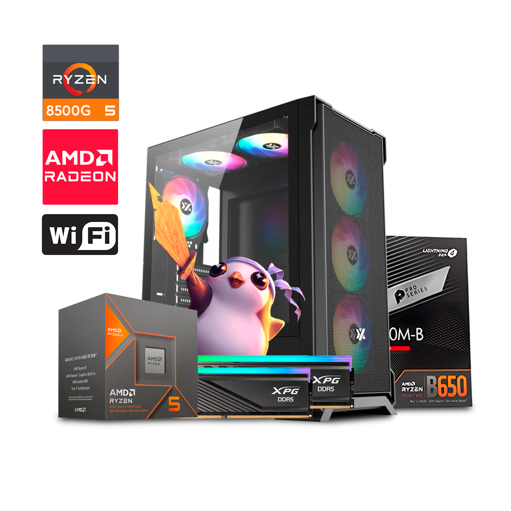 IRONE 300  AMD Ryzen 5 8500G / B650M-P / 32GB DDR5 6000 MT (2X16gb) / M.2 1TB / 600W 80 Plus / AIRONE 300-X  / WIFI