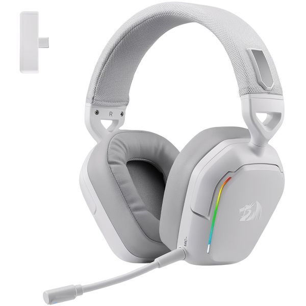 Headset Redragon Mira - 3 modos de conexión Gaming 7.1 - Blanco - H868W Inalambrico, Bluetooth y cable