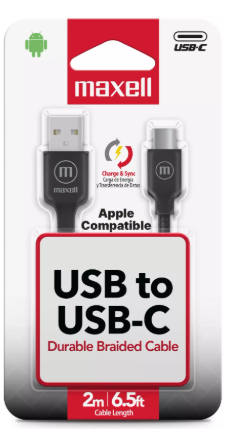 Cable Maxell, CABLE USB A USBC 2METROS GRIS A013813