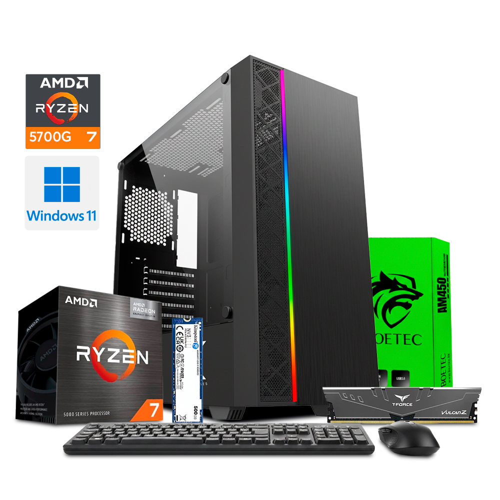 PC ZEN-G , AMD Ryzen 7 5700G / B450 AM4 / Memoria Ram 16GB GSkill DDR4 3200MHZ  / Kingston M.2 500GB, PSU 800W / Teclado y Mouse Wireless / Windows 11 Pro