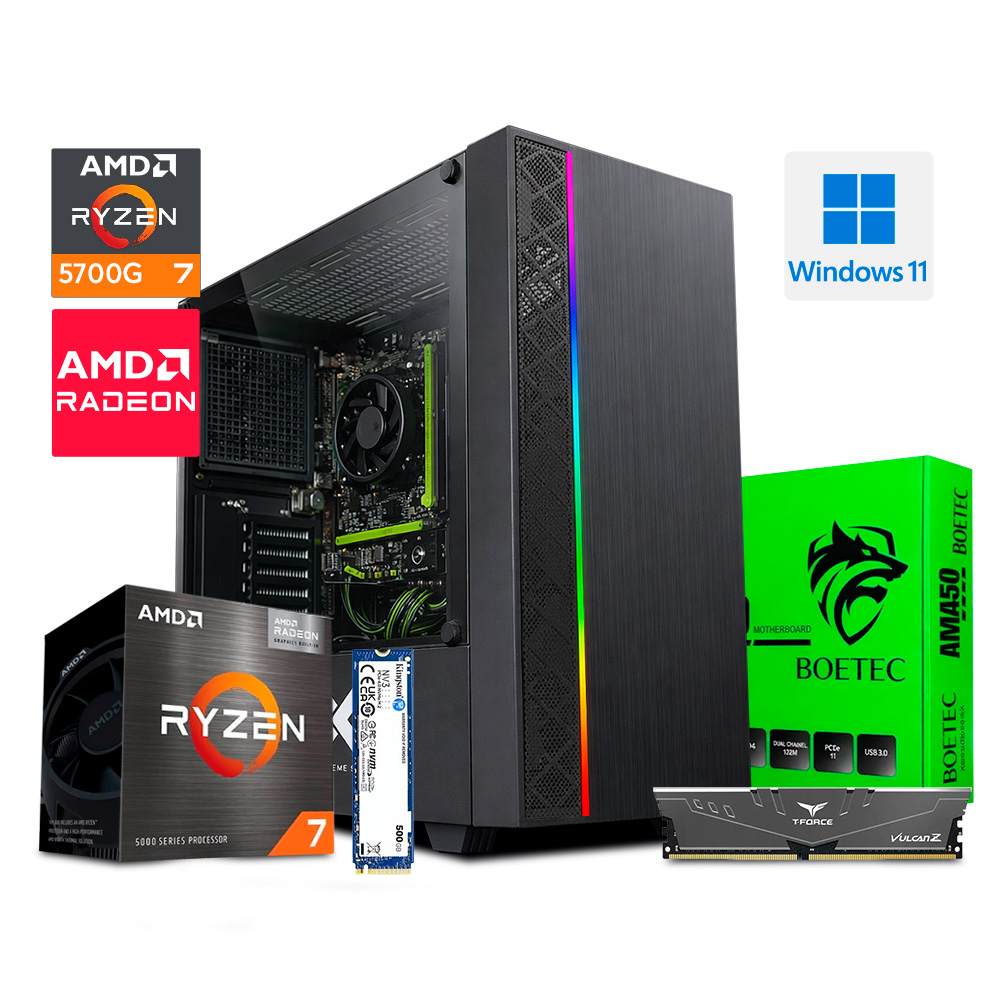 PC ZEN-G , AMD Ryzen 7 5700G / B450 AM4 / Memoria Ram 16GB GSkill DDR4 3200MHZ  / Kingston M.2 500GB, PSU 800W / Windows 11 Pro