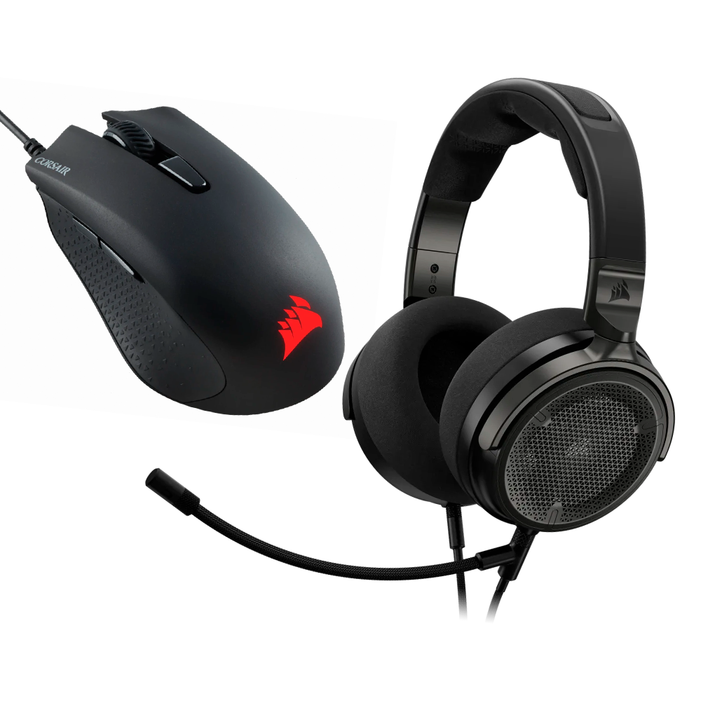 Bundle  Headset Corsair Virtuoso Pro CUE,- CA-9011370-NA - COLOR NEGRO - Mouse Corsair HARPOON PRO Black RG, CH-9301111-NA
