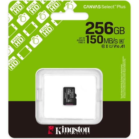 Memoria microSDXC, Kingston 256GB Canvas Select Plus Gen3 150MB/s A1, SDCS3/256GB