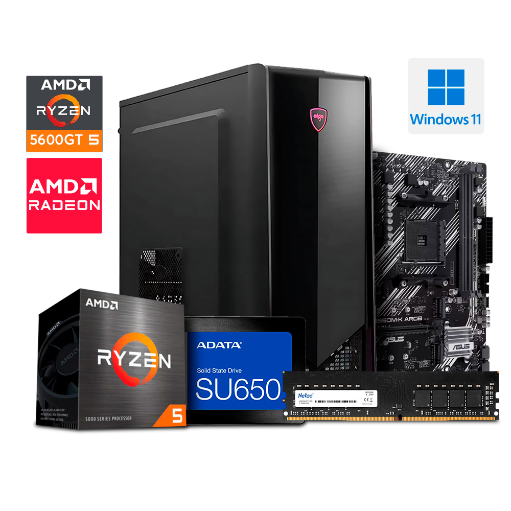 PC Essentials ZEN, Ryzen 5 5600GT/ Asus B550 M-K/ SSD 256GB ADATA/ 8GB RAM DDR4/ Case Aigo B352/ Win 11 PRO