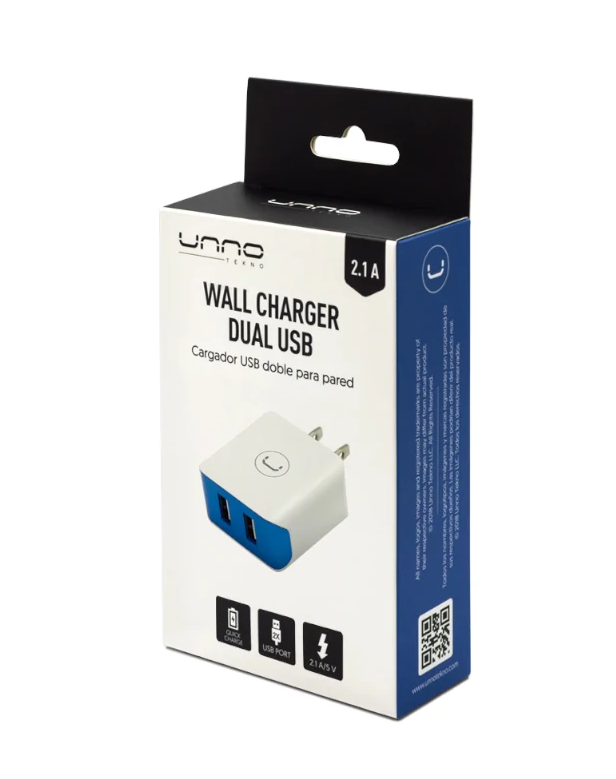 Cargador UNNO TEKNO para Celular - 2 puertos USB - PW5052WT