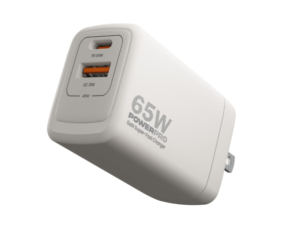 Cargador UNNO TEKNO Power Pro - Carga Rapida 65W travel charger - Blanco - PW5066WT,  USB A + USB C