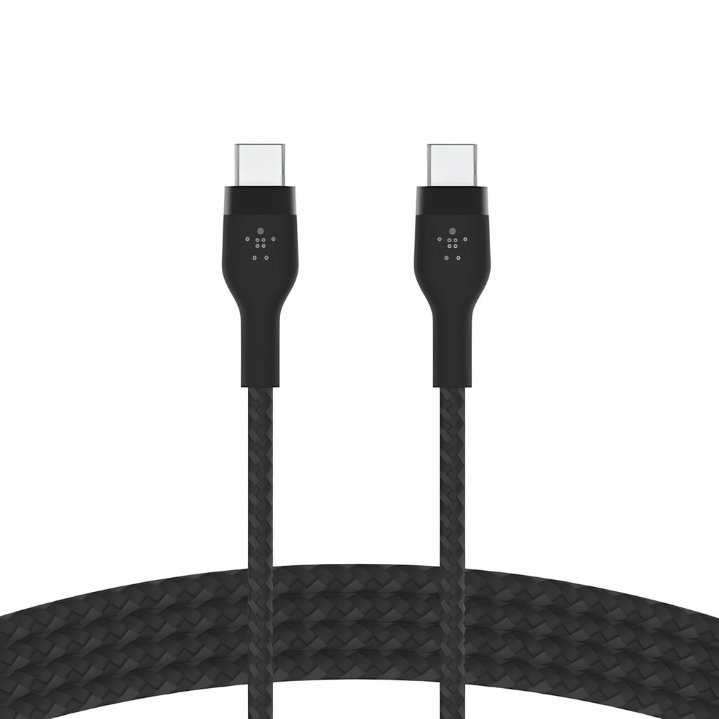 Cable Belkin Pro Flex USB-C a USB-C con correa 3Mts, Negro, CAB011bt3MBK