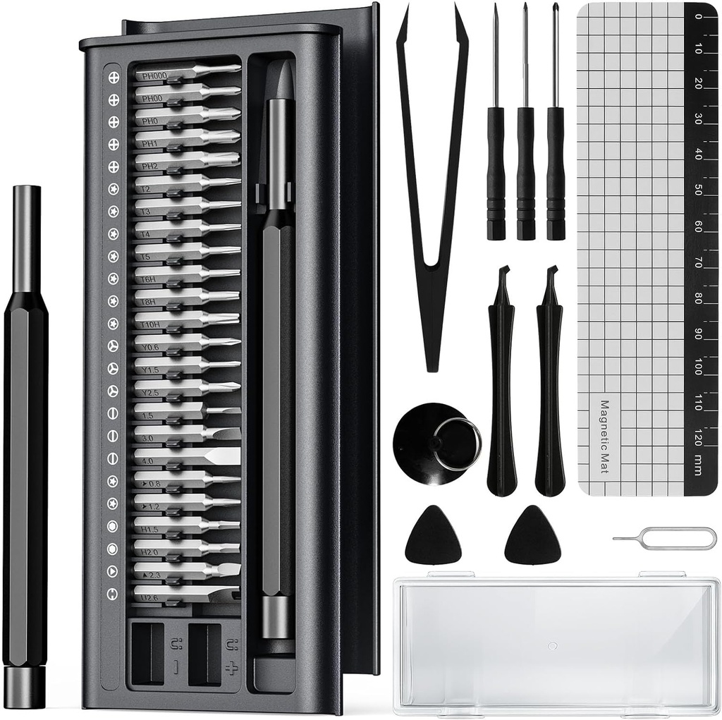 Herramientas Juego de desarmadores 38-in-1,Mini Magnetic Pads para Macbook,Computadoras,Laptops,iPhone, PS4,PS5,Xbox, SWITCH