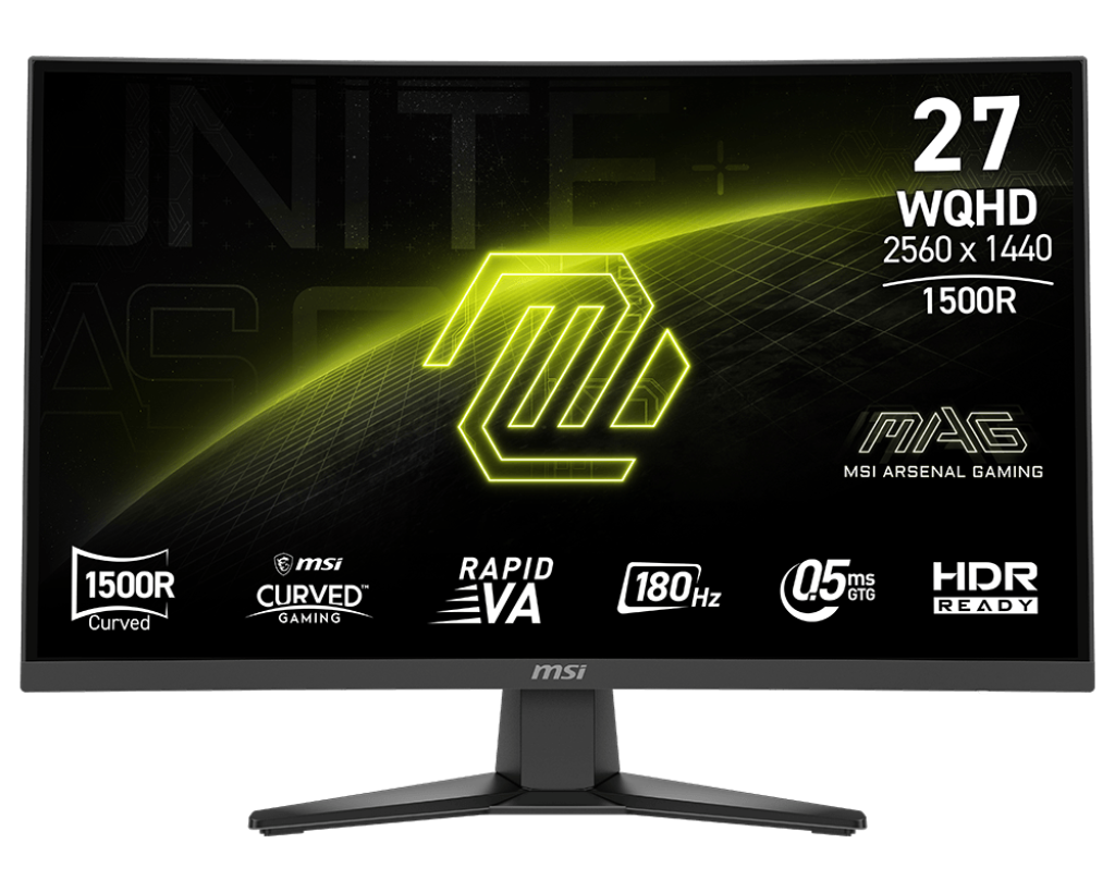 Monitor MSI 27" MAG 275CQF E18 CURVO - 2560x1440 - 2k, 180Hz - 0.5ms - Black - 9S6- 3CE91H-004