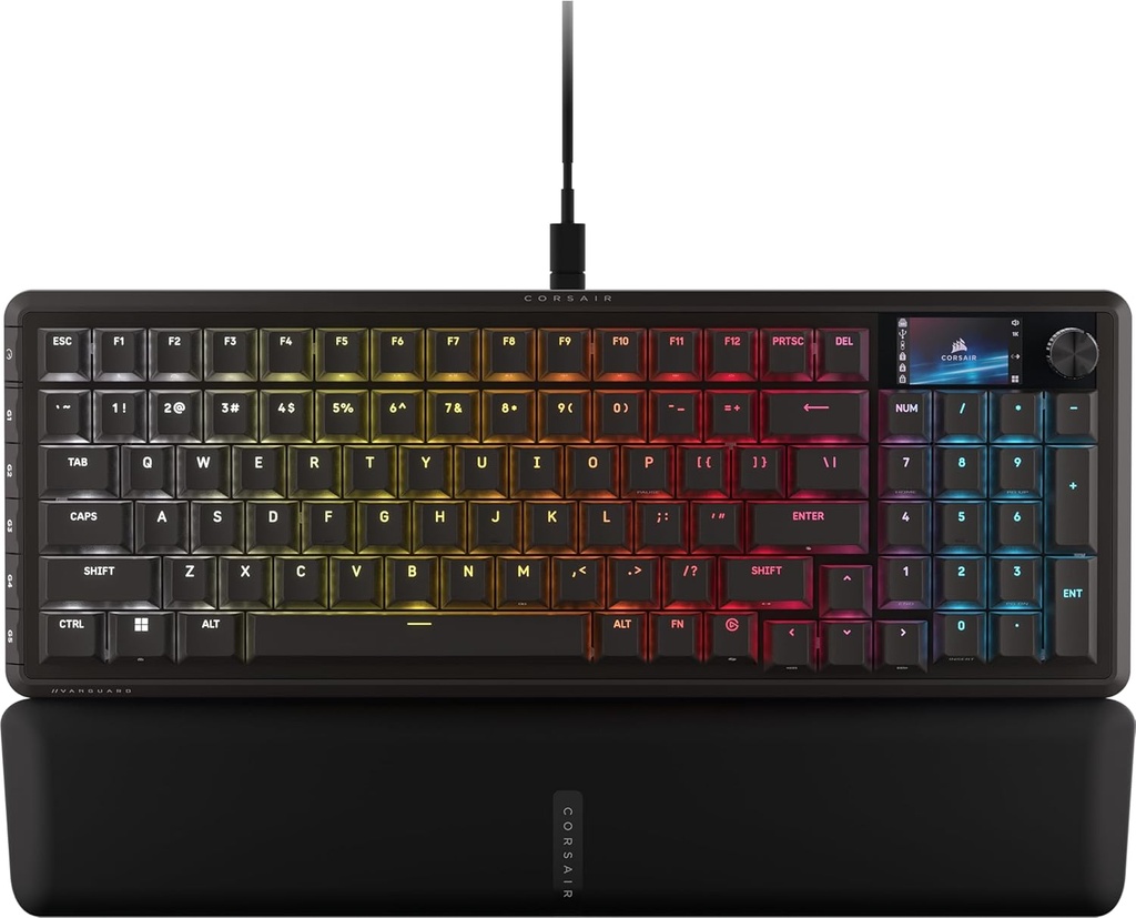 Teclado Corsair Vanguard 96 - RGB - 96% - Negro - 8,000Hz hyper-polling entrada, FlashTap SOCD, LCD- CH-91E901E-NA