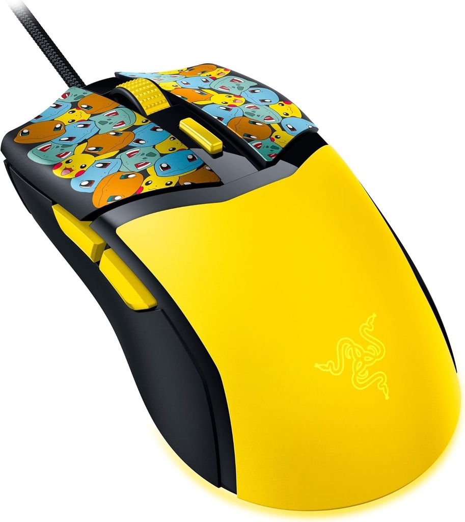 Mouse Razer Cobra Pokemon Edition - Amarillo, 58g ultraligero - Interruptores ópticos de gen-3 - Iluminación Chroma RGB - Sensor óptico preciso de 8500 DPI- RZ01-04650400-R3M1