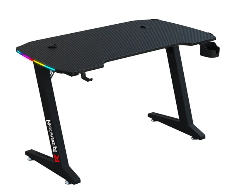 Escritorio Gamer Redragon GD-3111BK -140x60cm - Diseño Fibra de Carbono - RGB - Negro