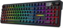 Teclado Inalambrico Redragon TerraFlare Pro - Negro - K762RGB-PRO, Pantalla LCD y perilla Teclas redondas de PBT Brillo RGB,  3 modos de conexion