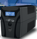 UPS centra ECO1200LCD, 1200VA/600W, con cargador frontal USb tipo A y Tipo C.  8 Salidas 4 Respaldo, 4 con regulacion de picos. LCD con indicadores 