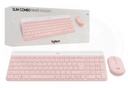 Combo Teclado Logitech Slim Wireless Keyboard and Mouse Español MK470 Rosa, 920-011312